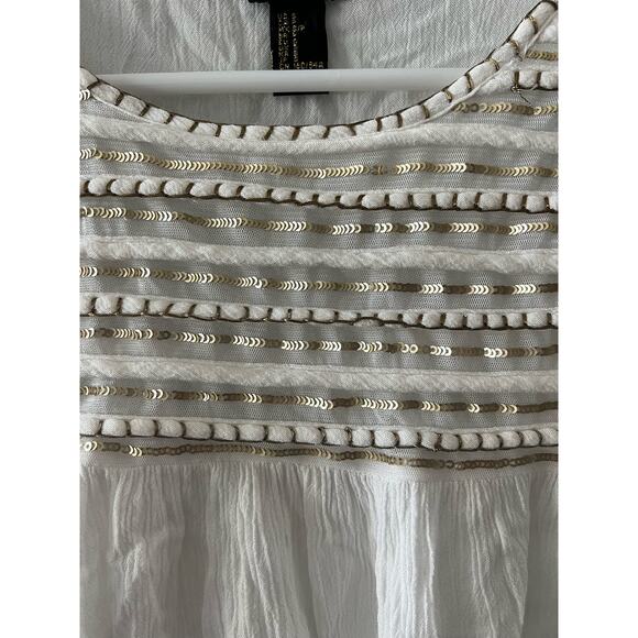 Forever 21 Top Women's Small Boho Lightweight Flowy Sequin Gauze Babydoll - Picture 2 of 7